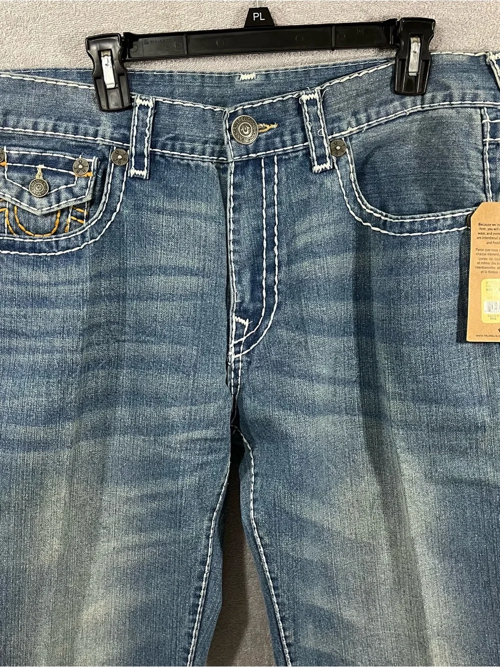 True Religion Men's 36 Ricky Relaxed Straight Super T Jeans Flap Pockets NWT